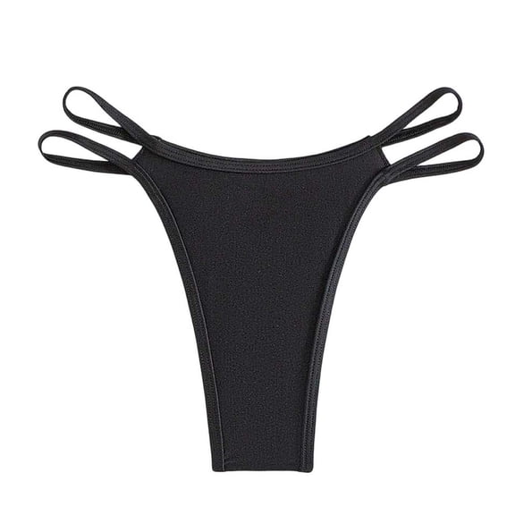 QTBIUQ Womens Bikini Swim Bottom Briefs Side Straps Solid Color High Cut Cutout Swimwear Swimsuit Bottoms