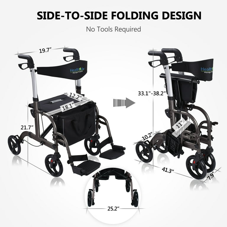 How To Assemble A Rollator Wheelchair (2 In 1), 46 OFF