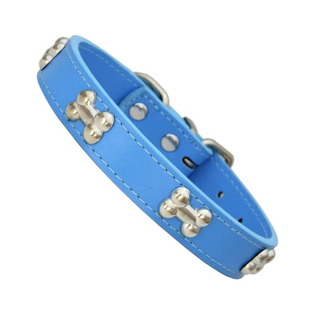 Methold Collar de perro elegante con hebillas ajustables y collar de perro con forma de hueso fácil de limpiar para perro Suministros para perros azul S