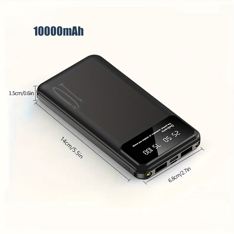 Large capacity 10000mAh/20000mAh power bank, support Micro/Type-C interface, dual input and dual output digital display power bank, dual LED lamp portable mobile power supply, safe and stable polymer