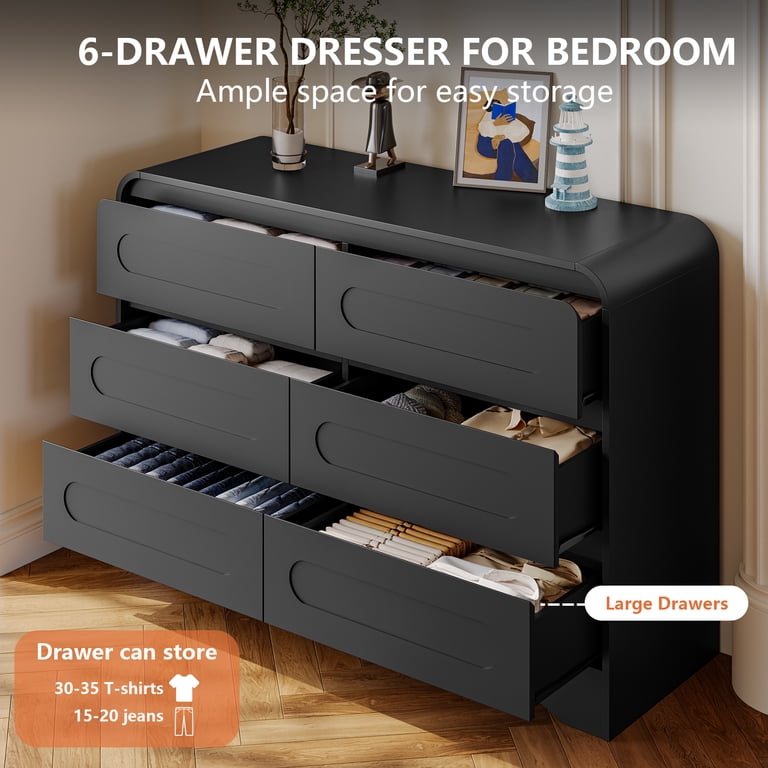 5-piece Bedroom Sets, Modern Bookshelf Dresser and Nightstand Sets with Safe Curved Design, Including Tall Bookshelf High & Wide 6 Drawer Dressers and 5-piece Bedroom Sets, Modern Bookshelf Dresser and Nightstand Sets with Safe Curved Design, Including Tall Bookshelf High & Wide 6 Drawer Dressers and