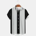 thumbnail image 2 of MIUOWANP Men's Short Sleeve Shirts Button Down Color Blocking Casual Loose Breathable Lapel Beach Shirt Size XXXL(14)Black, 2 of 5