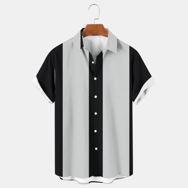 pstuiky camisetas de hombre, Camisa deportiva informal de manga corta para hombre, estilo ejecutivo, con solapa y estampado ropa de hombre xxl