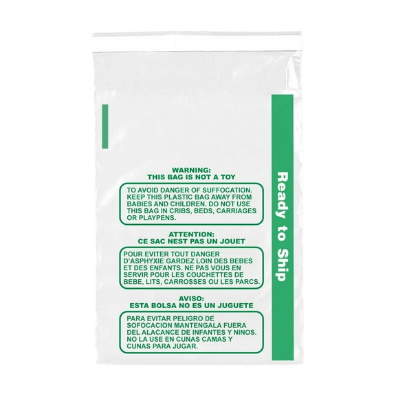 The Boxery 5x7'' Self Seal Clear 1.5Mil Poly Bags with Suffocation Warning for Packaging, Clothing & FBA - Ready To Ship - Permanent Adhesive - 2,000 Count