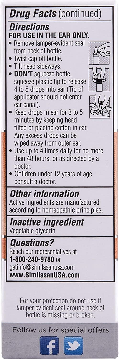Similisan Homeopathic Natural Earache Pain Relief Ear Drop, 0.33oz, 5-Pack