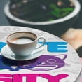 thumbnail image 2 of Ambesonne Emoji Fitted Round Tablecloth, Celebrate Diversity Saying, 40"- 44" Diameter, Grey White Multicolor, 2 of 4