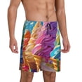 thumbnail image 2 of Balery Rainbow Melting Ice Cream Pantalones cortos de pijama de punto de algodón para hombre con cinturilla y bolsillos-X-Large, 2 of 6