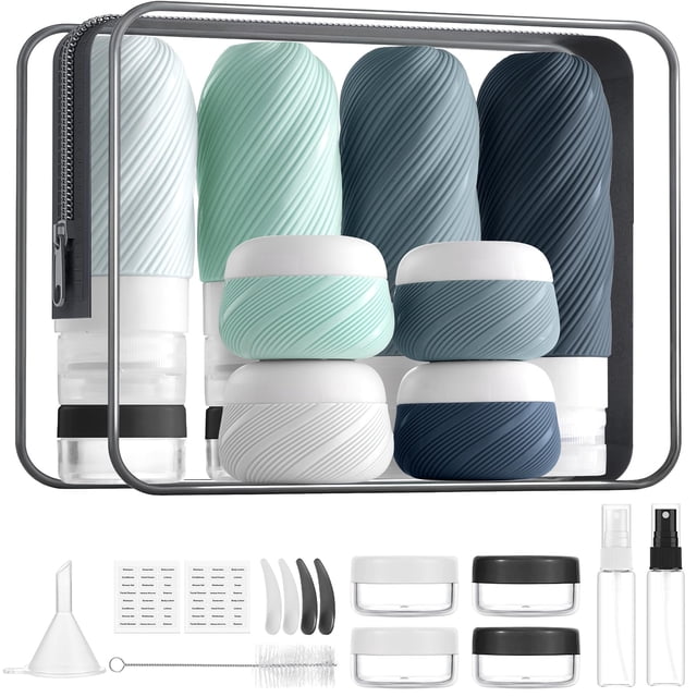 Set de Botellas de Viaje LitBear 23 Piezas Aprobado por la TSA con Bolsa Transparente