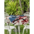 thumbnail image 2 of Outdoor Tablecloth with Umbrella Hole and Zipper, Red Flowers Round Table Cloth 60 Inch Waterproof Tablecloth, Chinese Plum Blossoms Traditional Ink Painting Picnic Table Cover for Patio Camping, 2 of 7