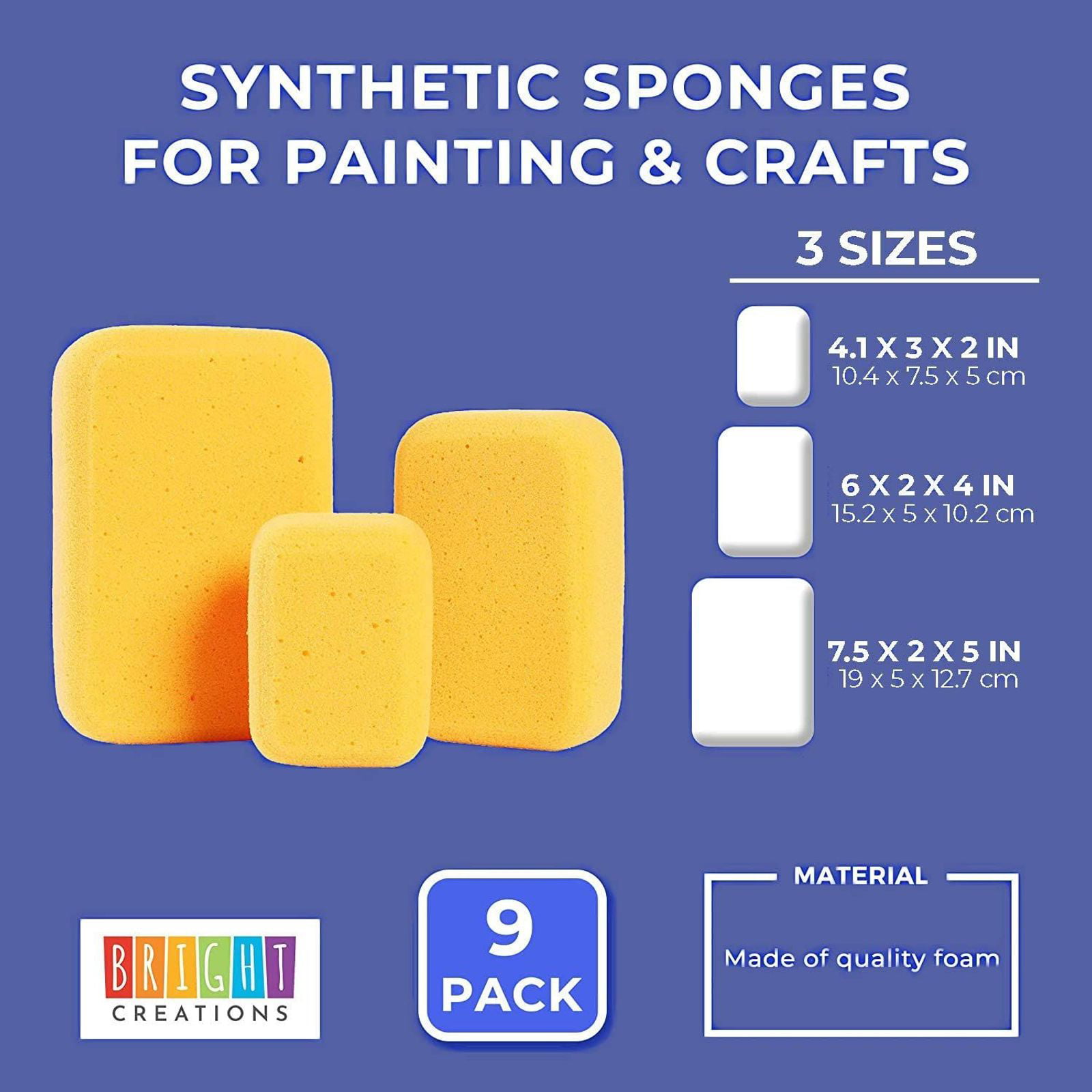 Synthetic Sponges for Painting & Crafts 3 Sizes, Light Orange, 9 Pack 
