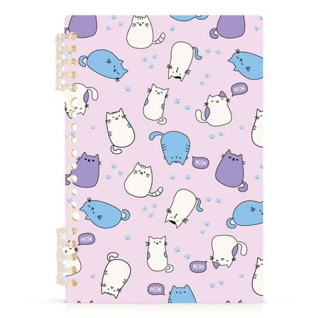 Cartoon Cats Pink Spiral Journal Notebook College Ruled Notebook 8.3" x 5.7" A5 Lined Thick Paper Page
