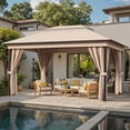 thumbnail image 4 of Devoko 10×13 ft Outdoor Pop Up Gazebo with Mosquito Netting，Double Roof Gazebo with Double Curtains for Backyard, Garden and Patio,Khaki, 4 of 7