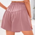 thumbnail image 5 of Hontri Womens Shorts Womens Shorts 2025 Summer Drawstring Ruffle Elastic High Waist Solid Color Casual Beach Shorts with Pockets Shorts for Women, 5 of 6