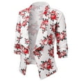 thumbnail image 2 of Doublju Women's Ruched 3/4 Sleeve Open Front Blazer Jacket with Plus Size, 2 of 4