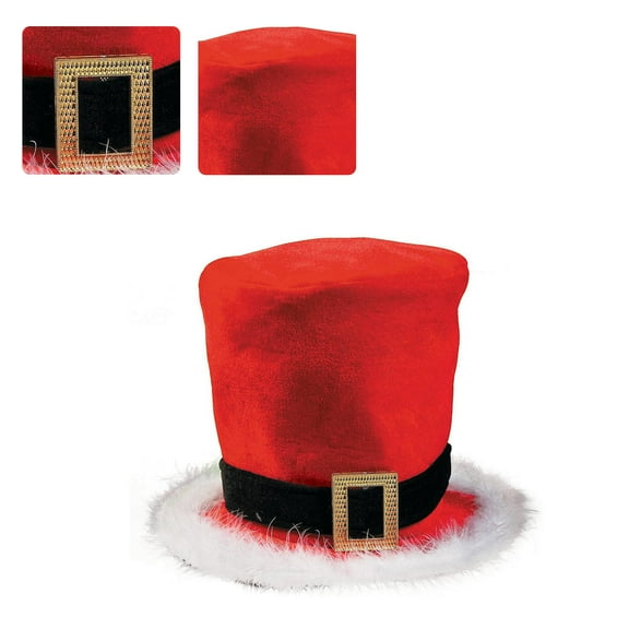 Christmas Santa Top Hat with White Brim for Christmas Festival Party New Year Headwear Santa Costume Accessory Gift