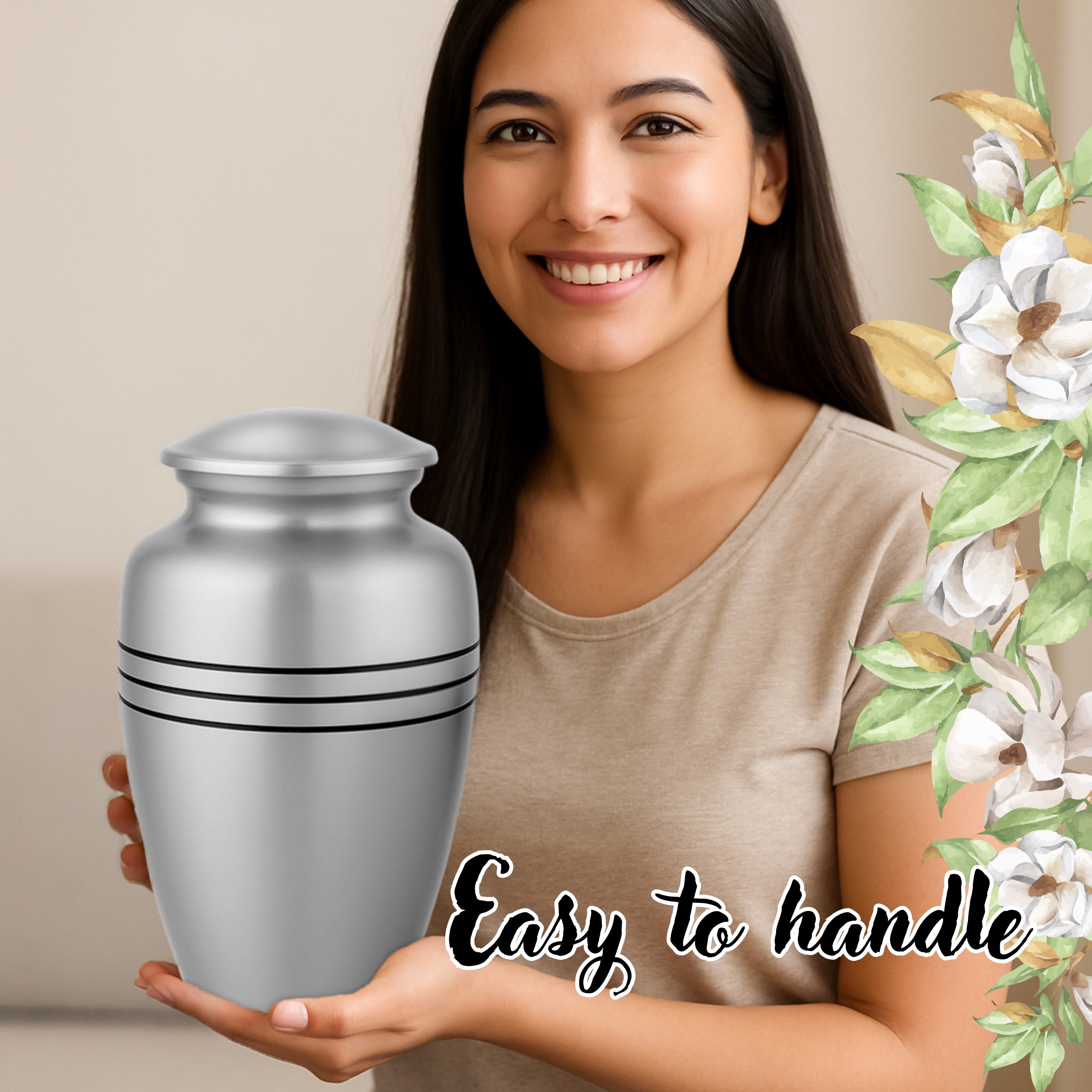 Aluminum Handcrafted Urn - Elegant Keepsake Holder for Adult Human Ashes (Coal & Steel Gray)