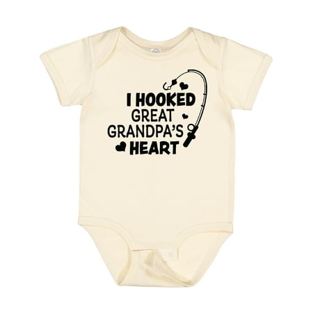

Inktastic I Hooked Great Grandpa s Heart with Fishing Rod Gift Baby Boy or Baby Girl Bodysuit