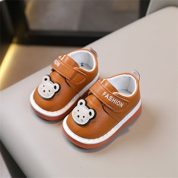 Cethrio Kids Boys Girls Sneakers, Lightweight Non Slip Casual Breathable Walker Shoes Coffee Size 5(US)