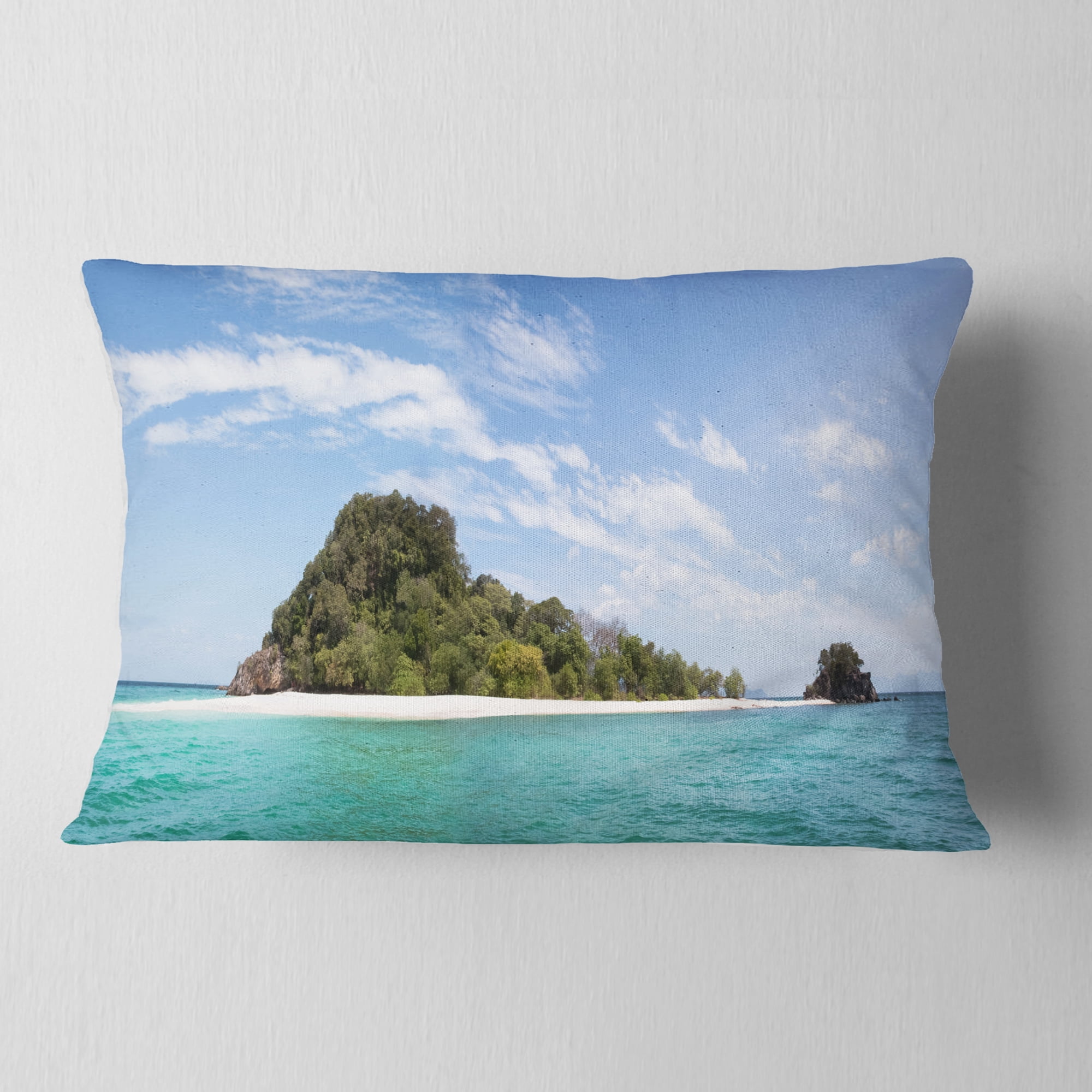 Designart 12" x 20" Blue Polyester Throw Pillow