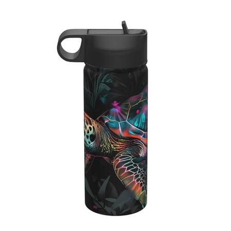 

Salouo Colorful Plant Turtle A Pattern 18 oz Water Bottle With Straw Stainless Steel Sports Water Cup Flask Wide Mouth Travel Thermal Mug for Home Office Car