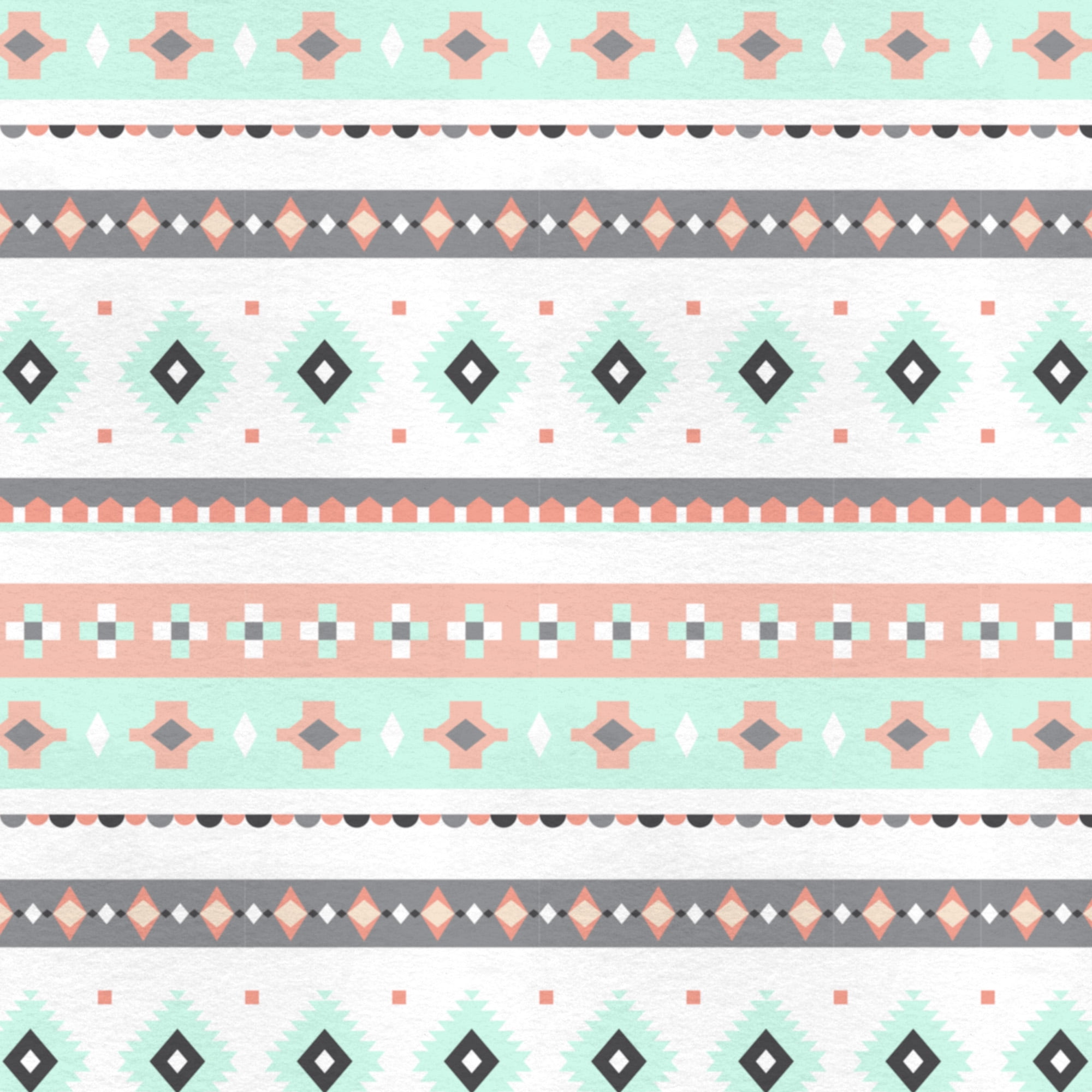 Mainstays 58' x 1.5 yd 100% Polyester Lux Anti-pill Fleece Bohemian Strips Sewing & Craft Fabric Precut, Aqua/Coral