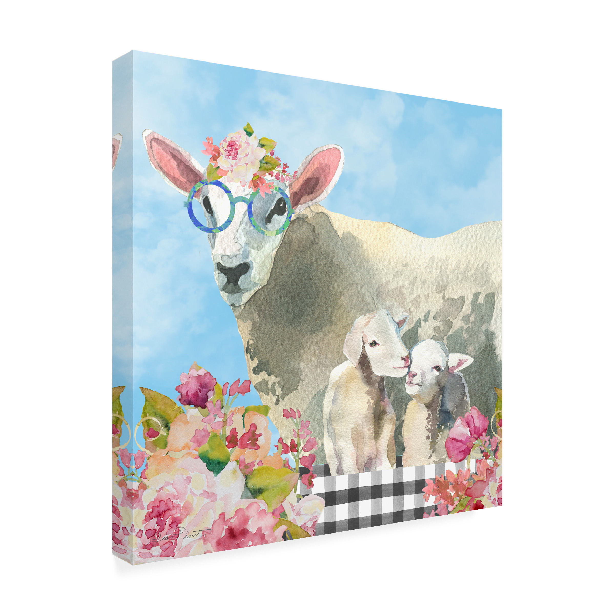Canvas Wall Art - Jean Plout 'Farm Animal Beauties B' Wall Art for Living Room, Bedroom, or Office DÃ©cor by Trademark Fine Art - 14 x 14 Inches