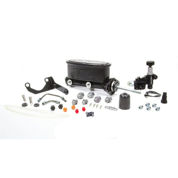 Wilwood HV Tandem M/C Kit w L/H Bracket & Prop Valve - 15/16in Bore Black-W/Pushrod