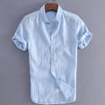 thumbnail image 5 of Chemises en Lin à Manches Courtes pour Hommes Été Unies Amples Douces, 5 of 5