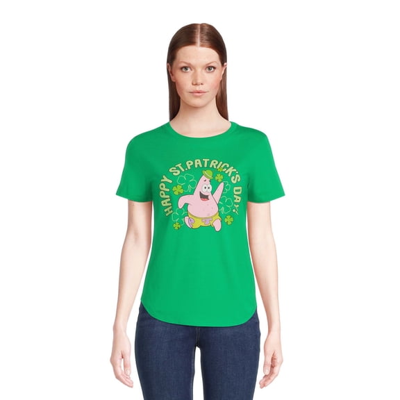 SpongeBob SquarePants Juniors St. Patrick's Day Graphic Tee with Short Sleeves