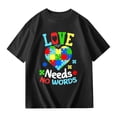 thumbnail image 3 of shoper Autism Awareness Shirt for Kids Autism Support Tee Causal Short Sleeve Tops Back To School Shirt Boys and Girls Black 140, 3 of 8