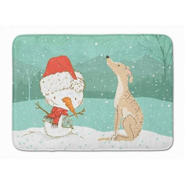 Carolines Treasures CK2043RUG Brindle Greyhound Snowman Christmas Machine Washable Memory Foam Mat