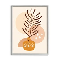 Stupell Industries Geometric Boho Botanical Botanical & Floral Painting Gray Framed Art Print Wall Art, 16 x 20