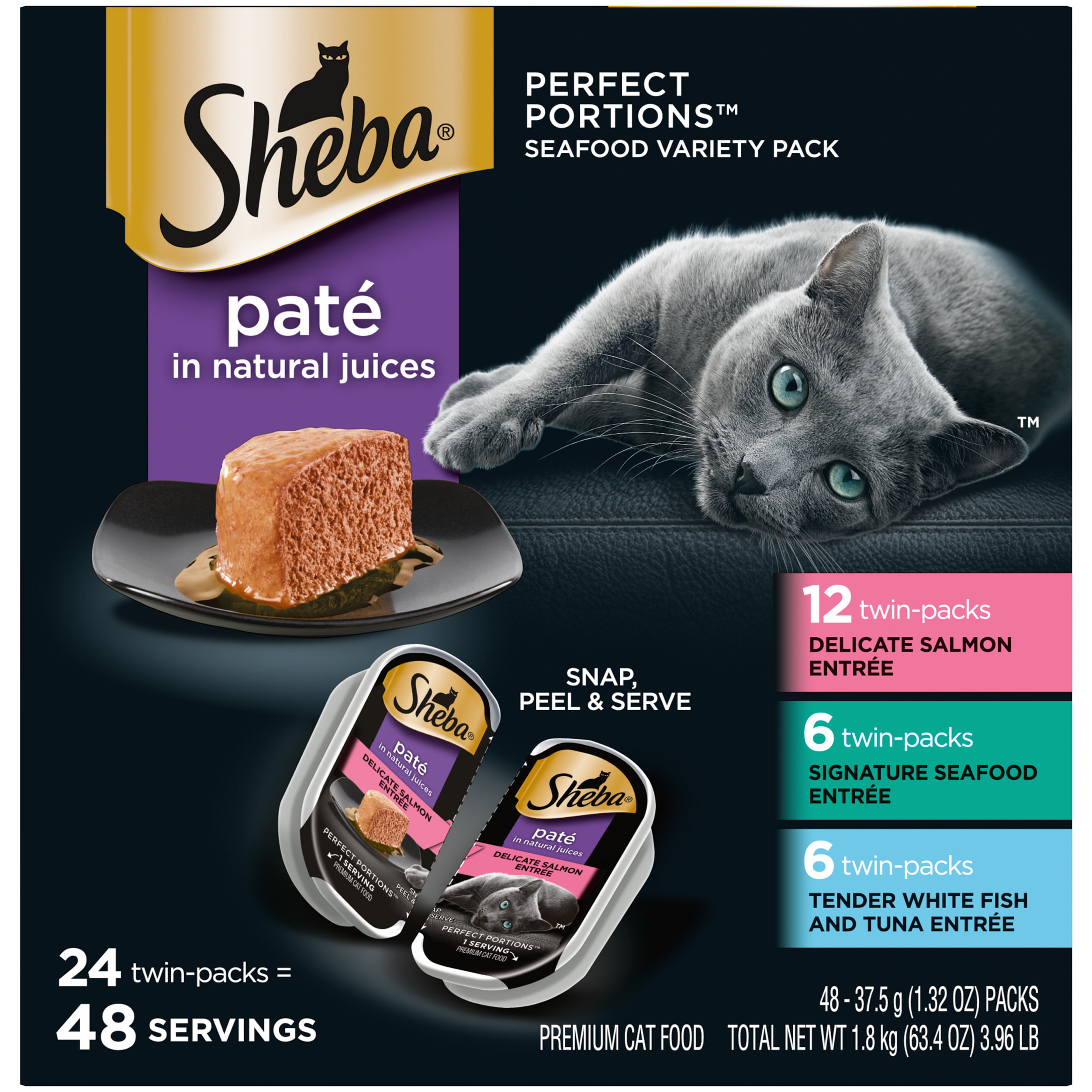 SHEBA Wet Cat Food Pate Variety Pack, Signature Seafood, Delicate