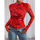 thumbnail image 2 of Camisa PRETTYGARDEN de Malla Floral Manga Larga Naranja M, 2 of 9