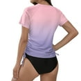 thumbnail image 4 of WTOBBY Women's Gradient Print Short Sleeve Sun Swimsuit Lightweight Adjustable Lace-Up Design for Swimwear Cover Up Pool and Beach Wear with Sun Protection Comfort Fit,Light Purple XL, 4 of 4