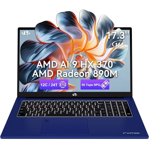 AI Copilot PC Business-Laptop, 17.3" Laptop, AMD Ryzen AI 370 Radeon 890M, (12C/24T, 50 Tops NPU), 32GB RAM 1TB SSD, 144Hz, PD 100W USB-C 4.0, AI-PC with Wi-Fi 6E for Working Business Creation