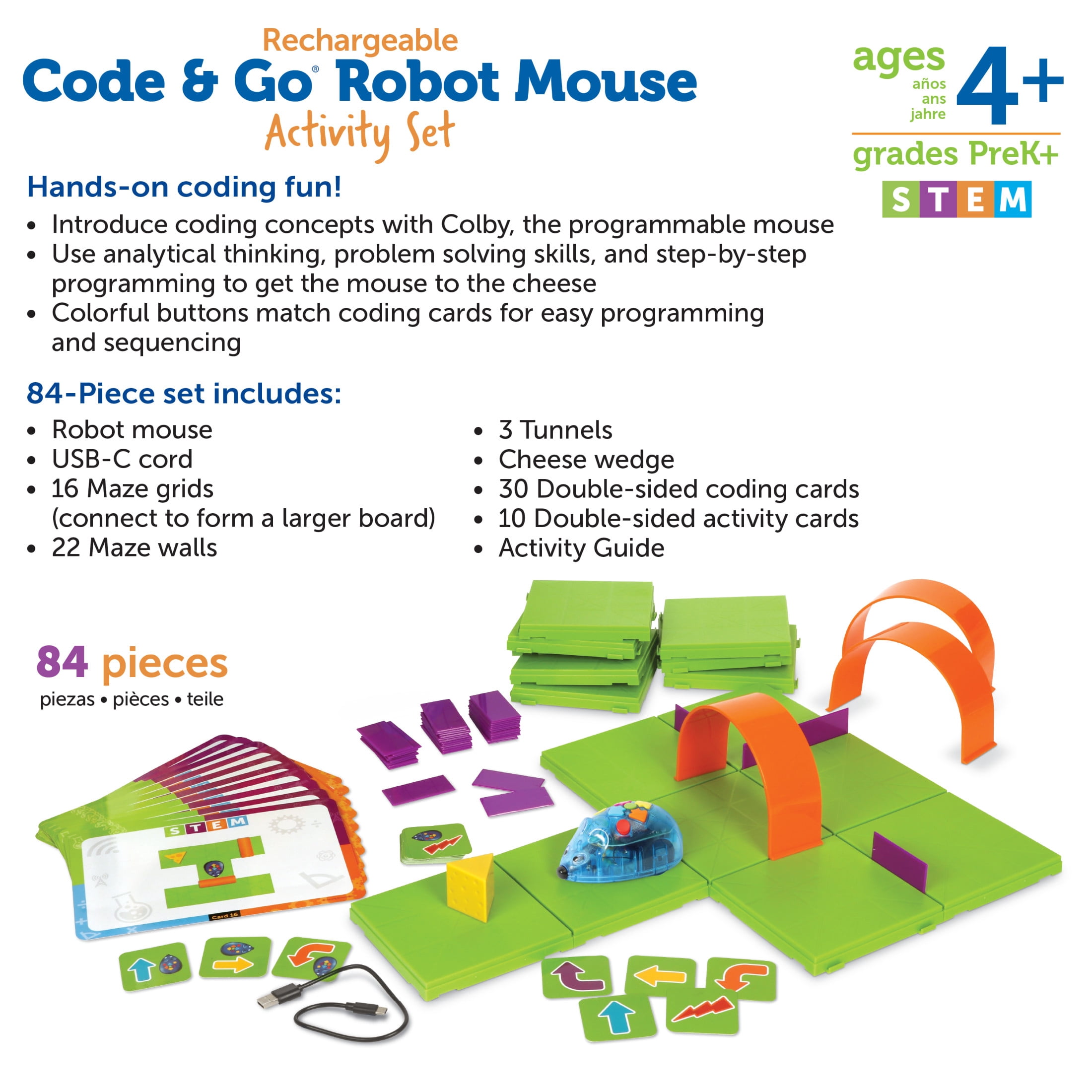 Learning Resources Code & Go Rechargeable Robot Mouse Activity Set for Kids Ages 4+