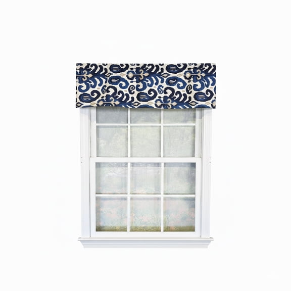 RLF Home 100% Cotton High Quality Tracy Tailored Window Valance with 1.5" Rod Pocket 50" W X 12" L Navy