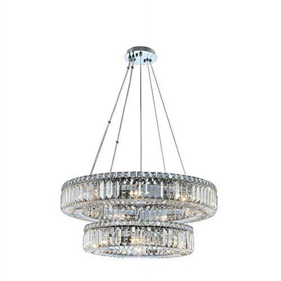 11775-010-FR001-Allegri Lighting-Rondelle - Fifteen Light 2-Tier Pendant   Chrome Finish with Firenze Crystal