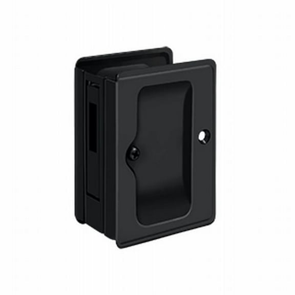 3.25 x 2.25 in. Heavy Duty Adjustable Sliding Door Receiver Pocket Lock, Black - Solid Brass