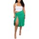 thumbnail image 1 of VISgogo, media falda fruncida para mujer, verano, estilo informal, Color sólido, cintura alta, con lazo, falda Midi de vacaciones con volantes divididos VISgogo moda, 1 of 9