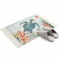 thumbnail image 4 of Coastal Turtle Bathroom Rug 2'x3', Summer Beach Nautical Coral Starfish Low Profile Front Entryway Rug with Tassels, Woven Cotton Washable Kitchen Mat Carpet for Foyer Bedroom Back Door Decor, 4 of 9
