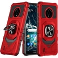 thumbnail image 2 of Compatible Case for Nokia C200 Case with Tempered Glass Screen Protector [Military Grade] Ring Car Mount Kickstand Shockproof Hard Phone Case - Red, 2 of 7