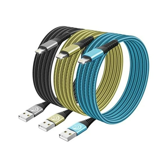 Sanlf [MFi Certified] iPhone Charger, 3Pack 6FT Lt Cable Nylon Braided iPhone Charger Cord Compatible with iPhone14/13/12/11/Pro Max/XR/XS/X/8/7/6, iPad and More - Purple& Black