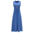 thumbnail image 2 of Vestido largo de verano para mujer, vestido suave de primavera con cuello redondo para vacaciones, caminar, trabajo , s S, 2 of 7