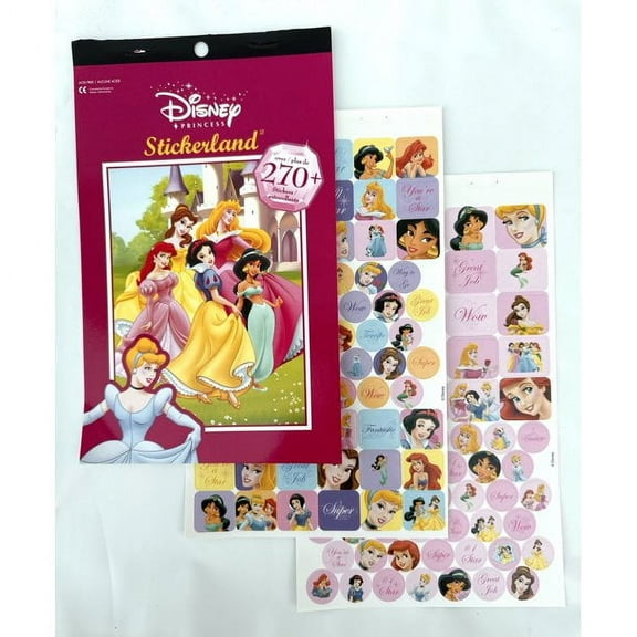 270 Stickers - Disney Princess Assorted Character/Design Sticker Sheets (4 Sheets)