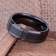 thumbnail image 2 of 1pc vacation style 8mm men's 304L stainless steel single ring, gun black coated carbon fiber inlay, non-rust beveled wedding ring,Black11, 2 of 9