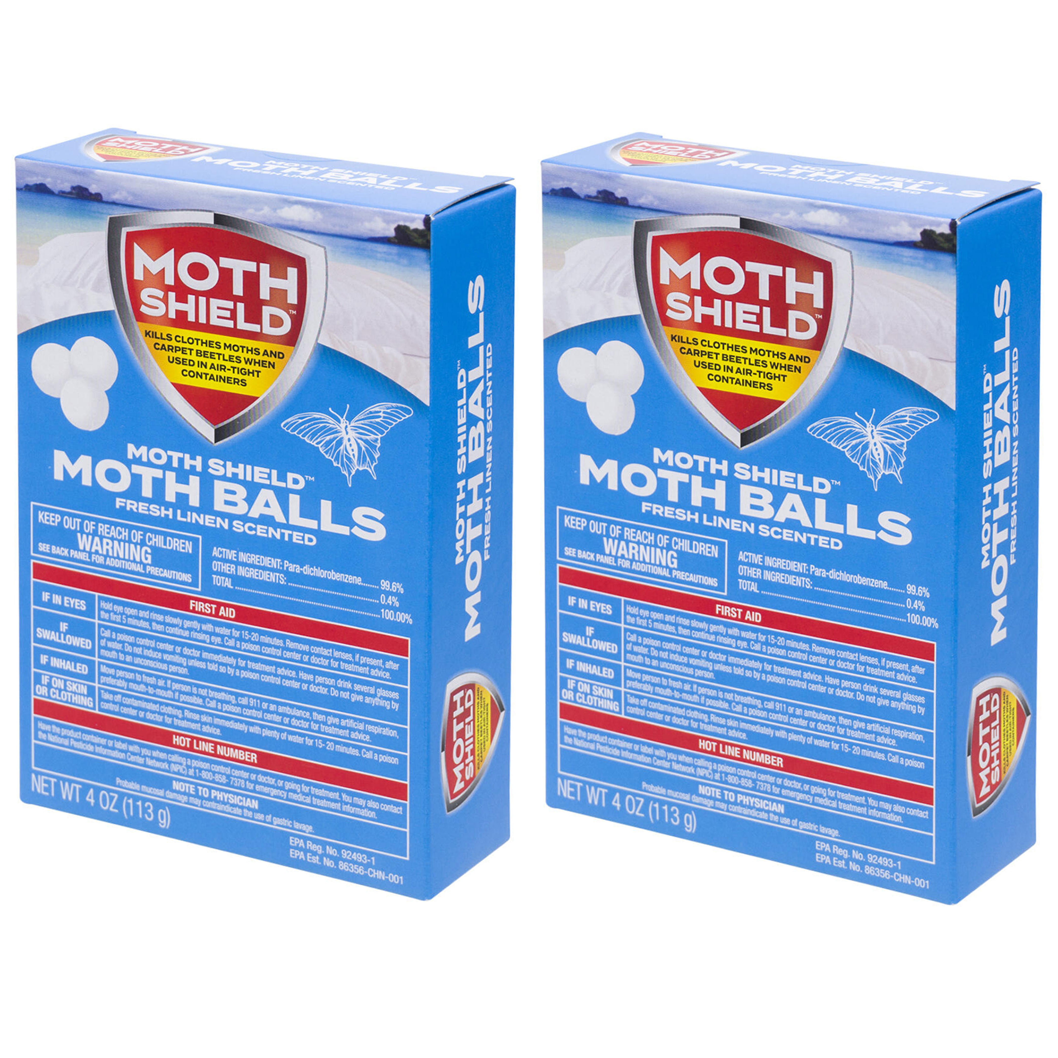 MothShield 4 Pack Old Fashioned Original Moth Balls, Carpet Beetles, Kills  Clothes Moth, Repellent Closet Clothes Protector, No Clinging