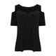 thumbnail image 4 of Fiudx Tops para Mujer Blusas Informales Lisas para Mujer, Camisas de Manga Corta con Cuello En V, Top Calado con Hombros Descubiertos, 4 of 6