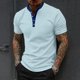 thumbnail image 1 of Ceisia Men's Relaxed Fit Stretch Stand-Up Collar Short Sleeve Shirt - Ribbed Texture with Contrast Trim Sky Blue M Gifts, 1 of 6